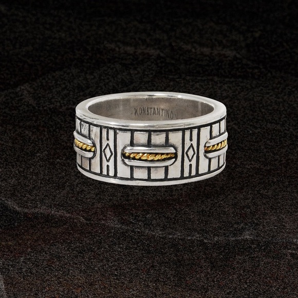 Konstantino Perseus Sterling Silver with 18K Yellow Gold Braided Accents Ring